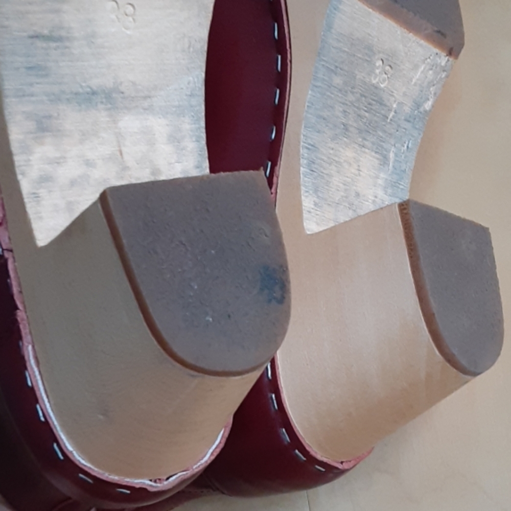 SWEDISH HASBEENS EMY LEATHER WOODEN CLOGS BOOTS - Picture 7 of 8